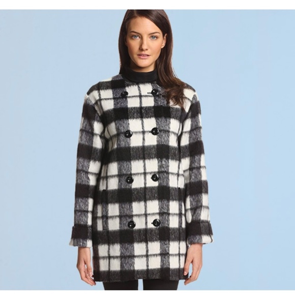 French Connection Oversize Plaid Wool Coat - Size 4 - Picture 1 of 10